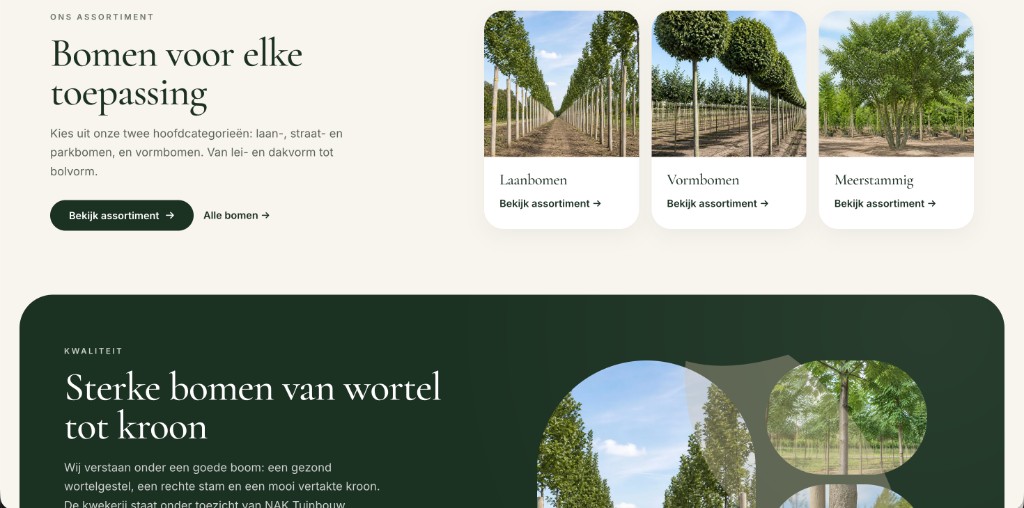 Assortimentkaarten en kwaliteitssectie